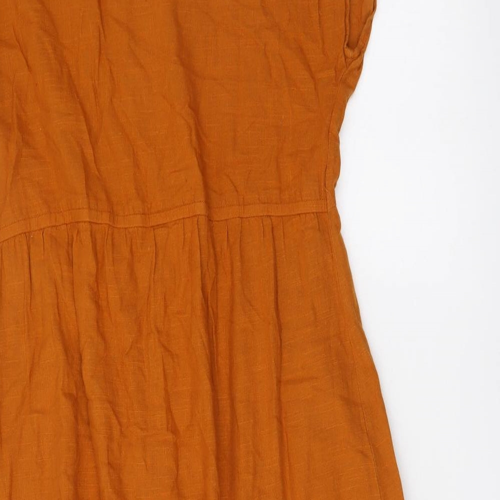 TU Womens Orange Cotton A-Line Size 14 V-Neck Button