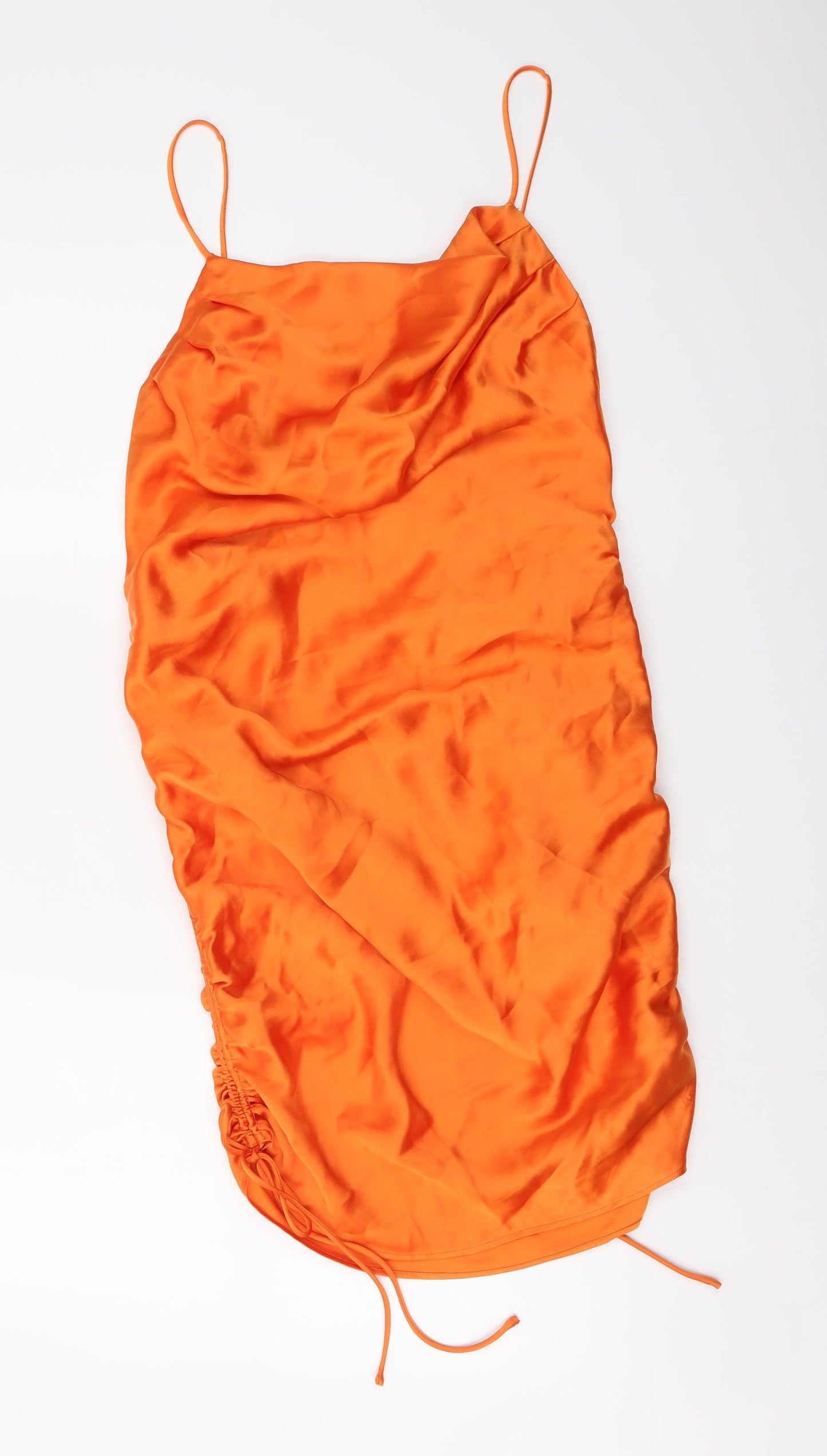 Zara Womens Orange Polyester Mini Size M Square Neck Zip