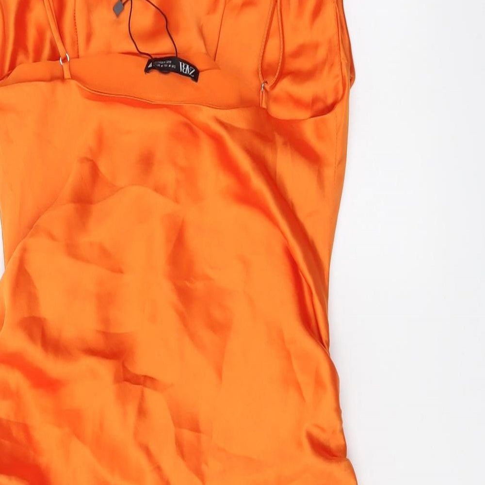 Zara Womens Orange Polyester Mini Size M Square Neck Zip