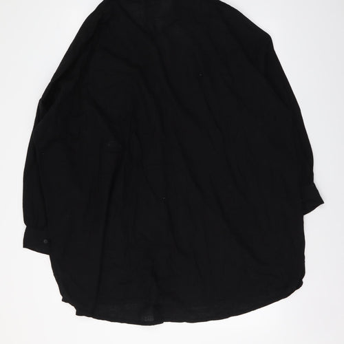 Yours Womens Black Cotton Basic Button-Up Size 24 Collared