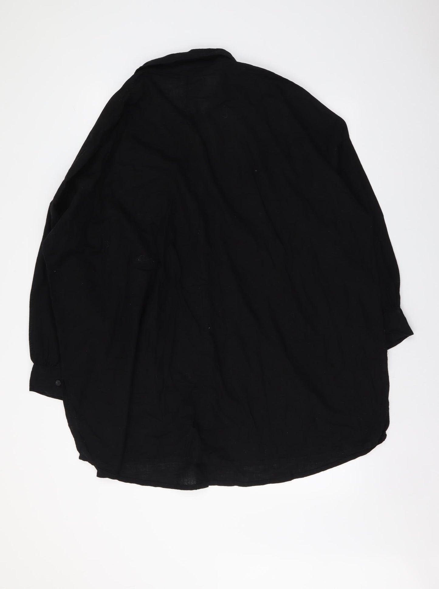 Yours Womens Black Cotton Basic Button-Up Size 24 Collared