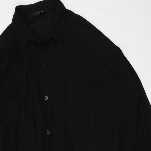 Yours Womens Black Cotton Basic Button-Up Size 24 Collared