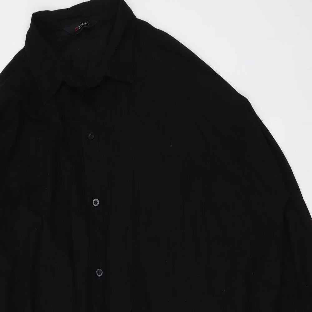Yours Womens Black Cotton Basic Button-Up Size 24 Collared