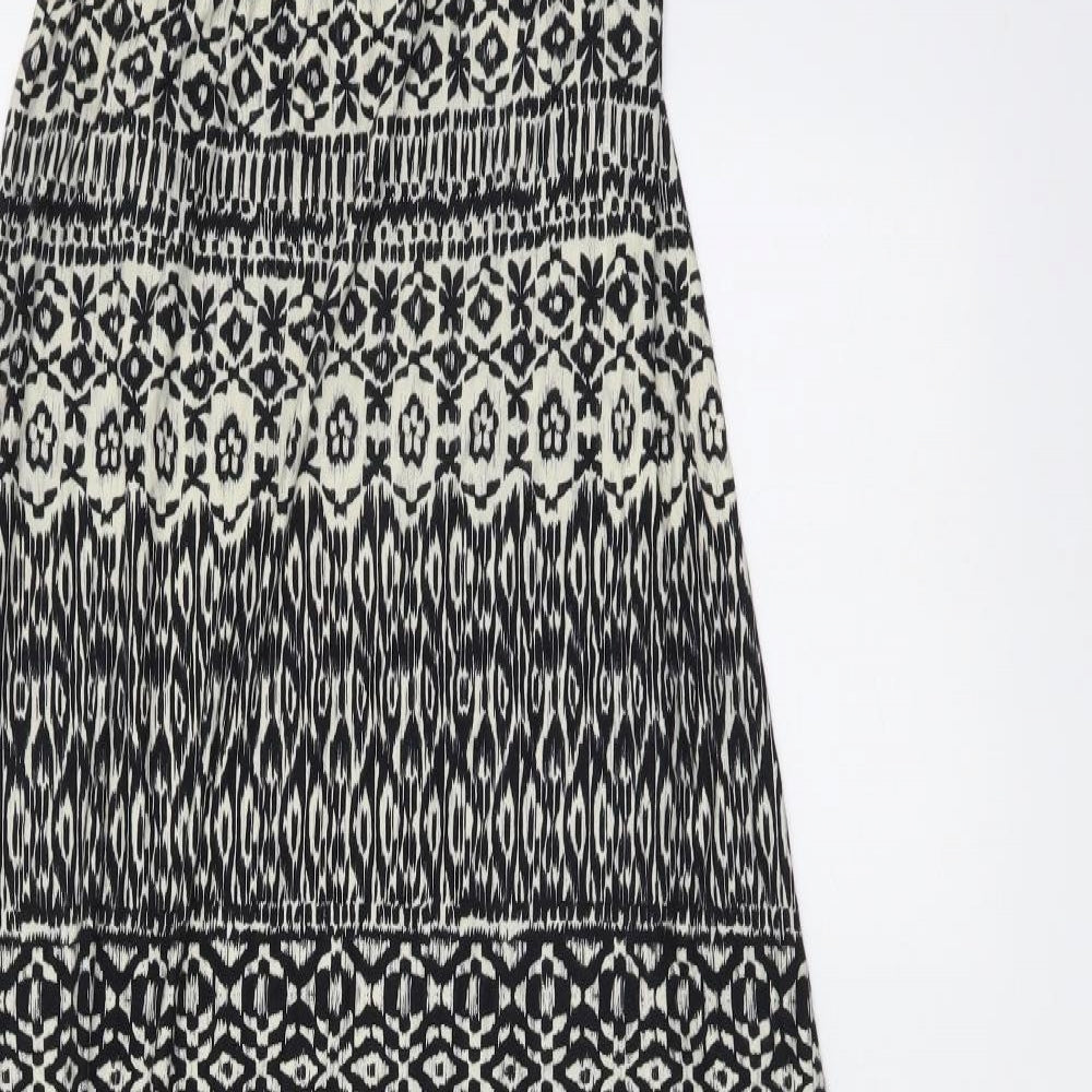 New Look Womens Black Geometric Viscose Maxi Size 10 Off the Shoulder Pullover