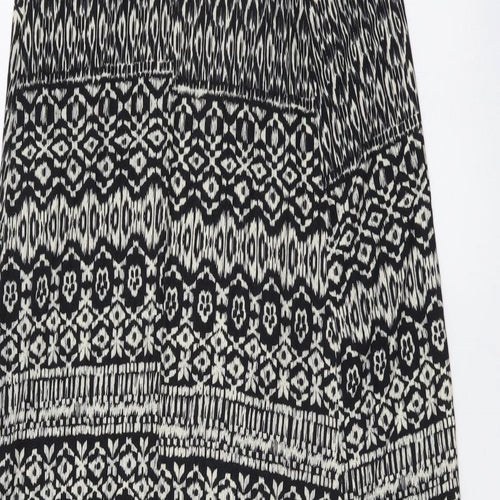 New Look Womens Black Geometric Viscose Maxi Size 10 Off the Shoulder Pullover