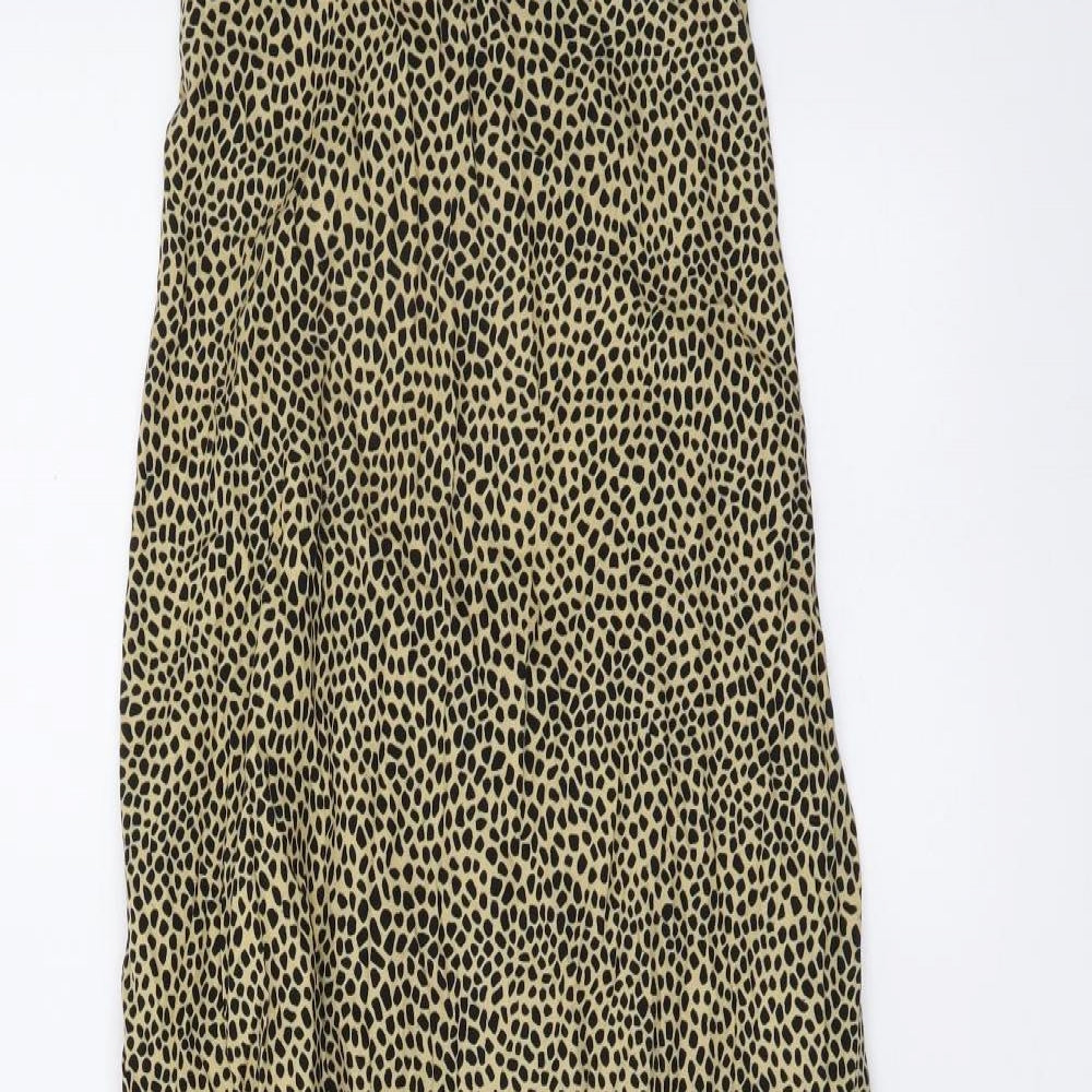 Motel Womens Beige Animal Print Viscose Maxi Size L V-Neck Pullover