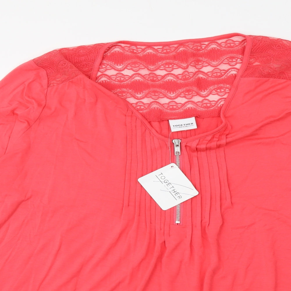 Together Womens Orange Viscose Basic Blouse Size 22 Scoop Neck