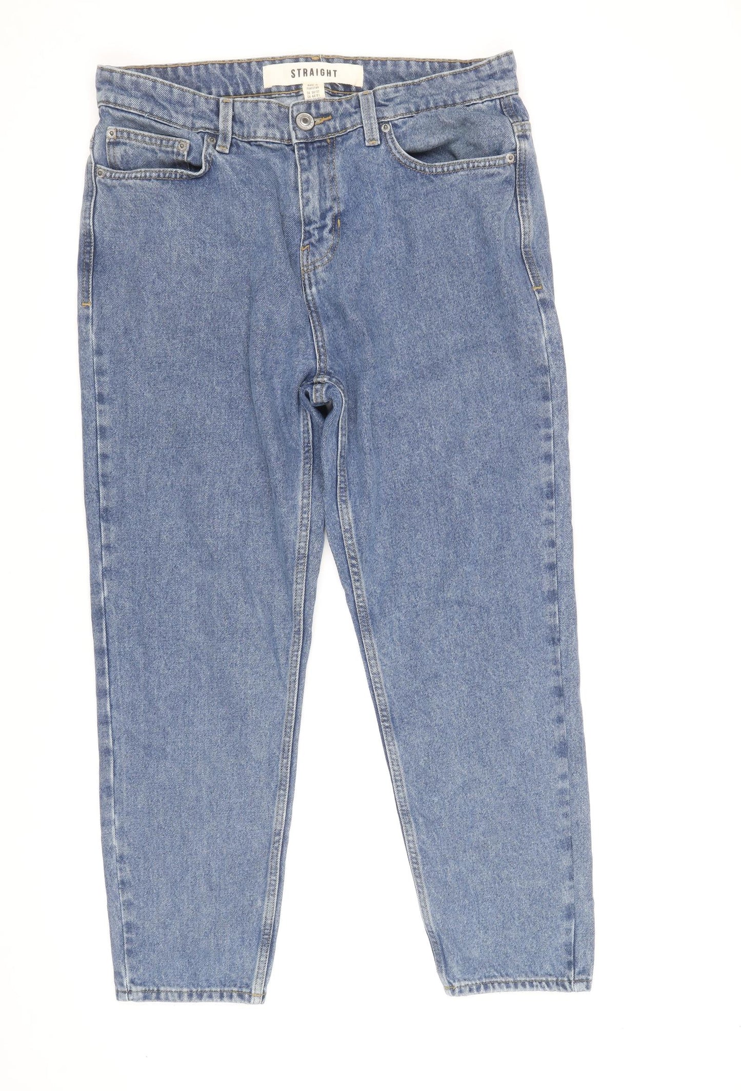 Preworn Mens Blue Polyester Straight Jeans Size 34 in Regular Zip