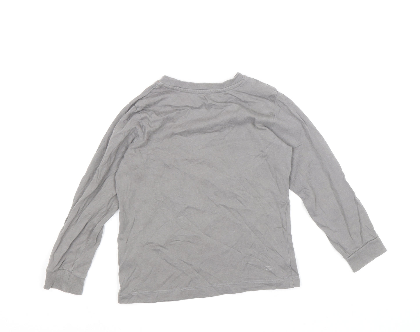 F&F Boys Grey Cotton Basic T-Shirt Size 4-5 Years Round Neck Pullover - Brum Brum