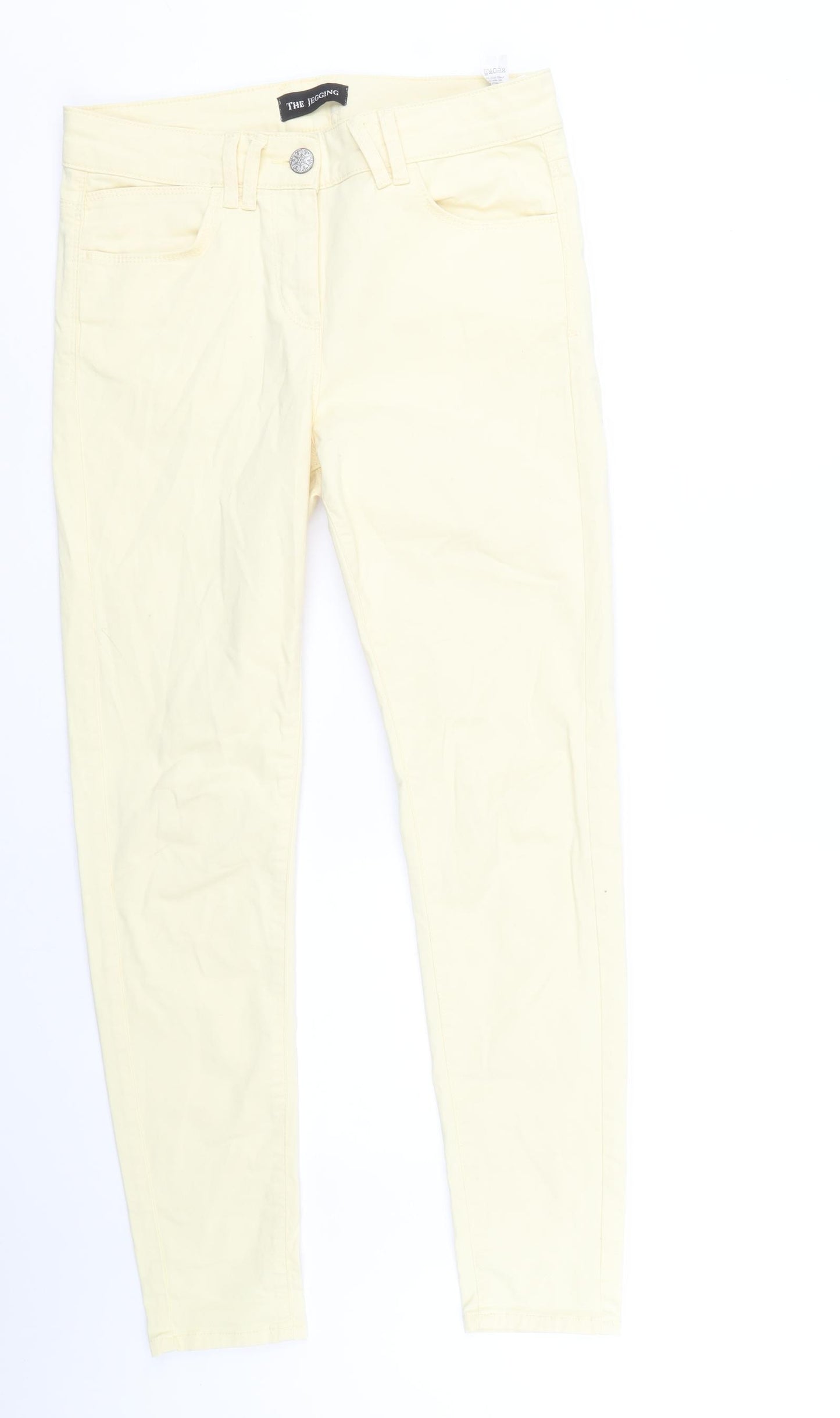 Marks and Spencer Womens Yellow Cotton Skinny Jeans Size 12 Regular Zip