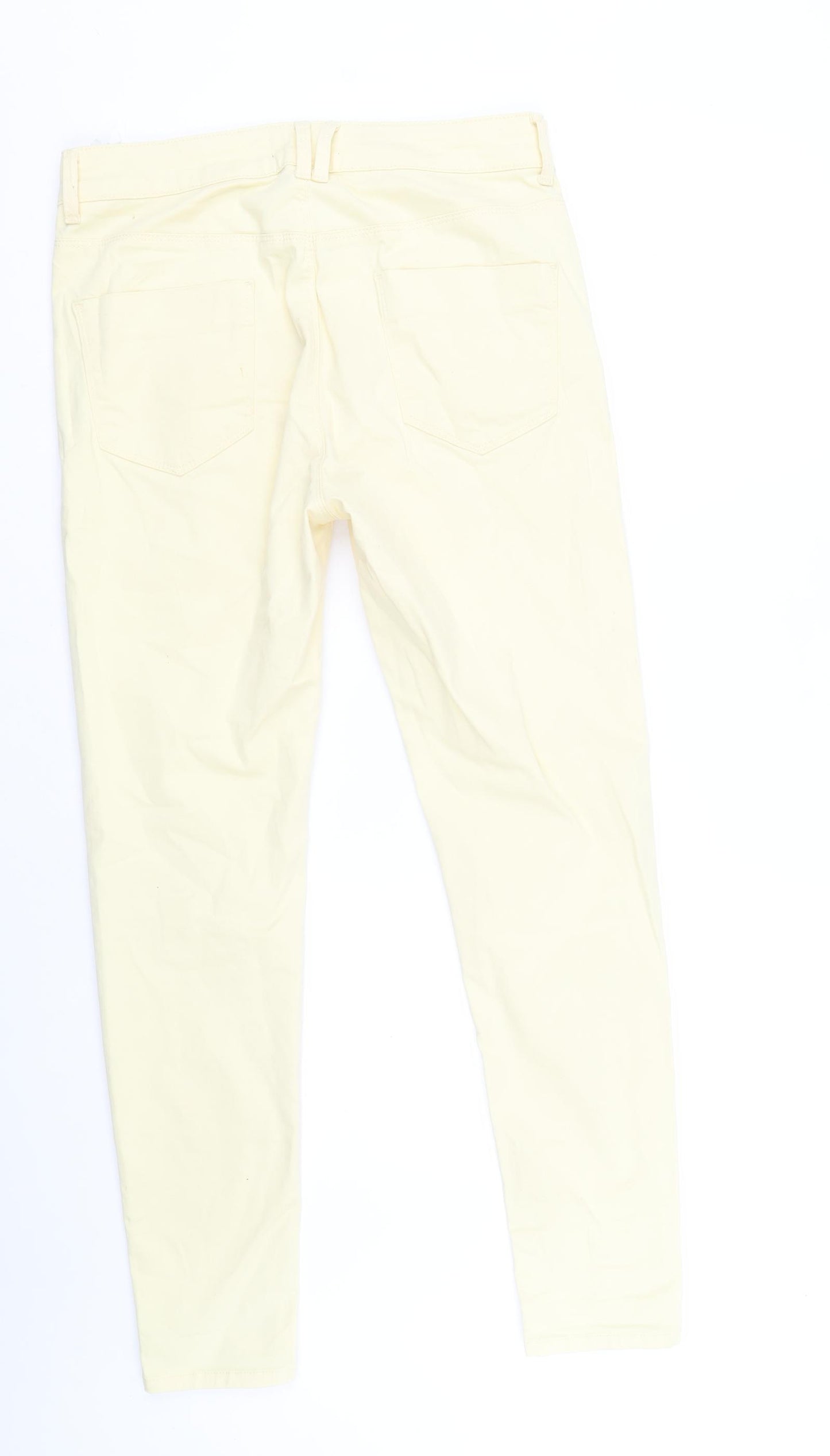 Marks and Spencer Womens Yellow Cotton Skinny Jeans Size 12 Regular Zip