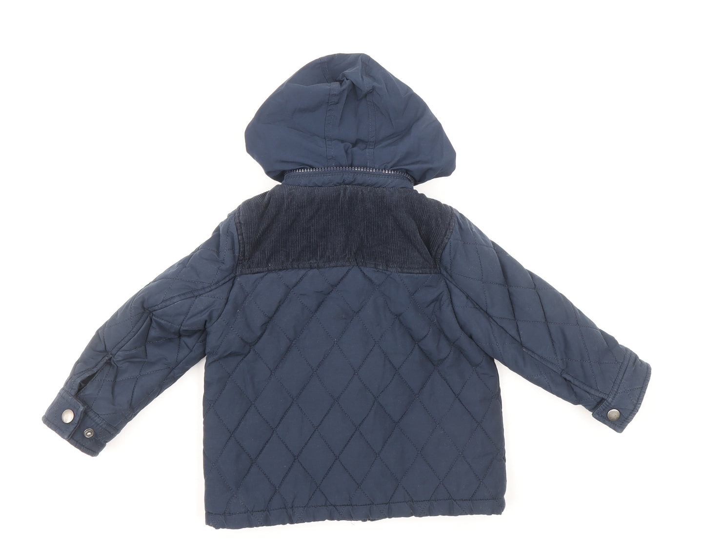 R Essential Boys Blue Quilted Coat Size 2-3 Years Zip