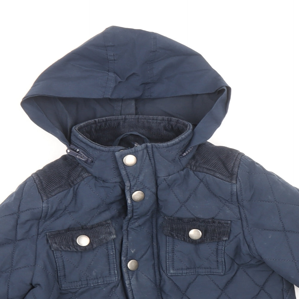 R Essential Boys Blue Quilted Coat Size 2-3 Years Zip