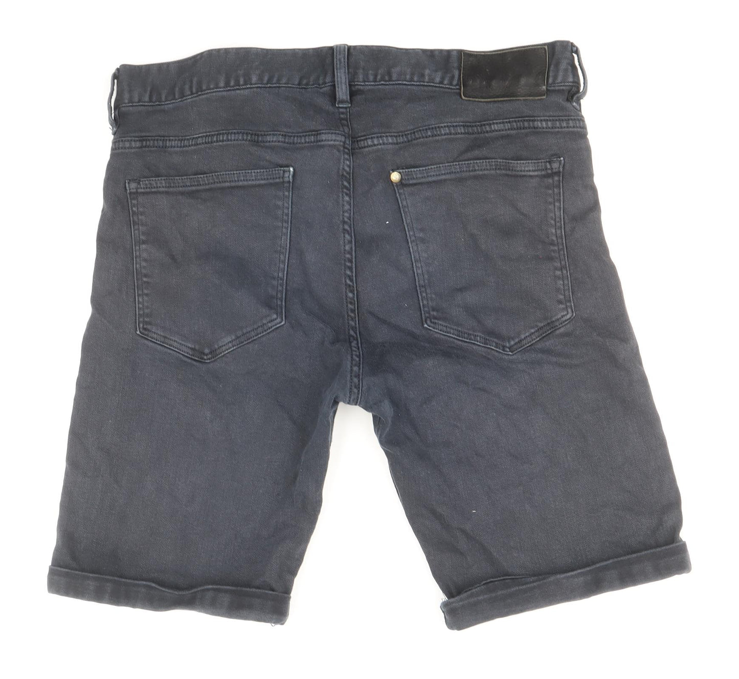 H&M Mens Blue Cotton Bermuda Shorts Size 32 in Regular Zip