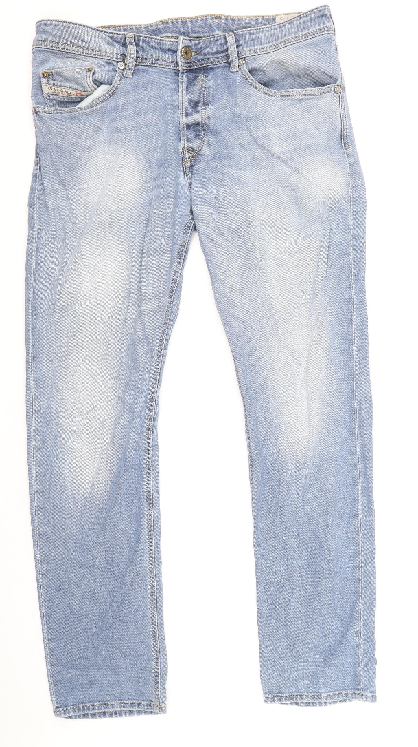 Diesel Mens Blue Cotton Straight Jeans Size 32 in Regular Button
