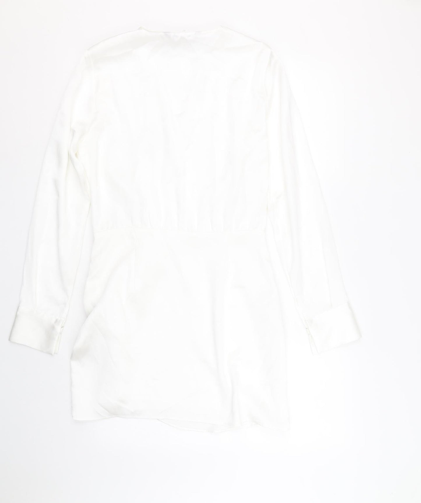 Zara Womens White Polyester Mini Size M V-Neck Zip