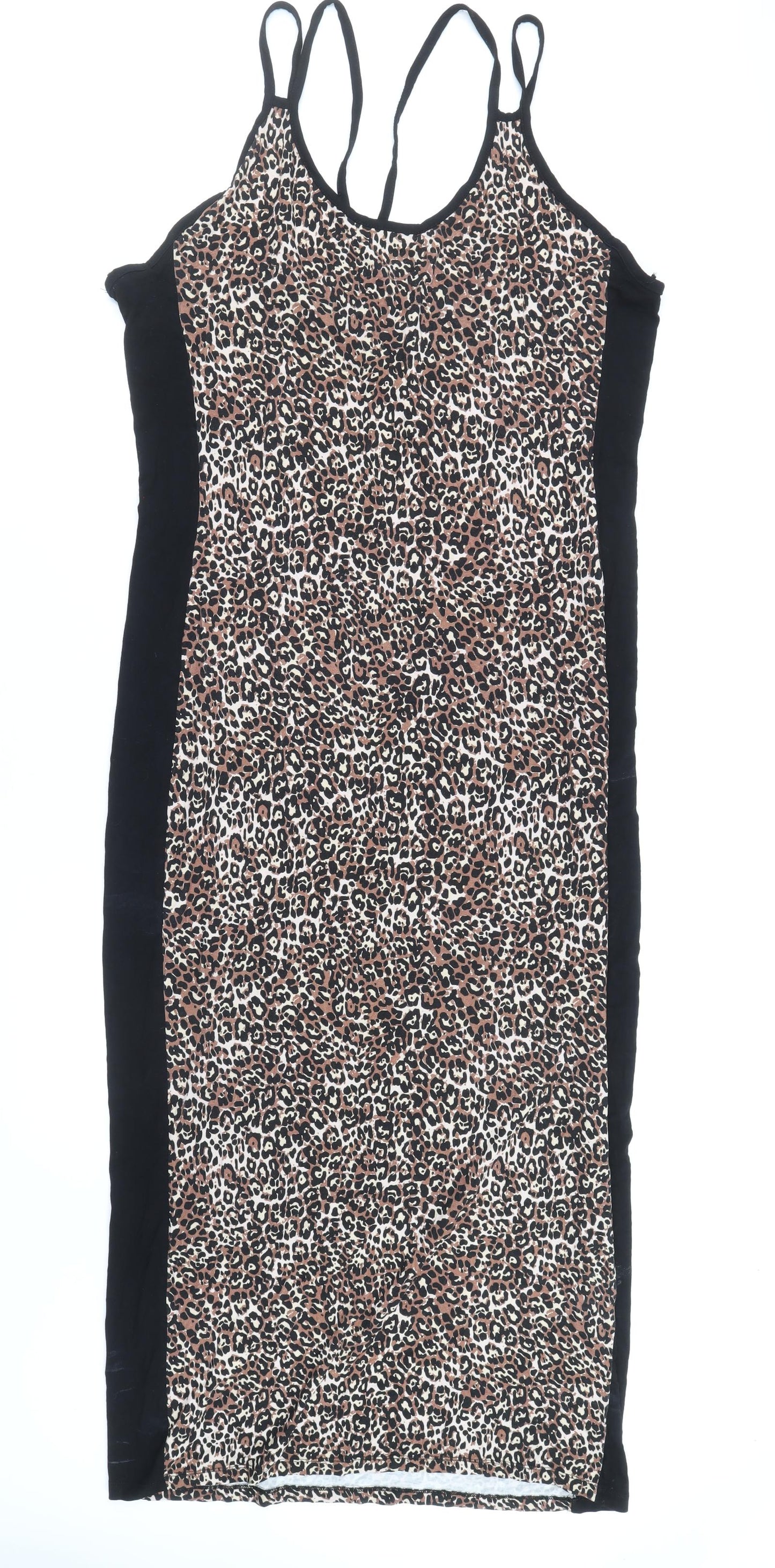 Select Womens Multicoloured Animal Print Viscose Slip Dress Size 18 Scoop Neck Pullover