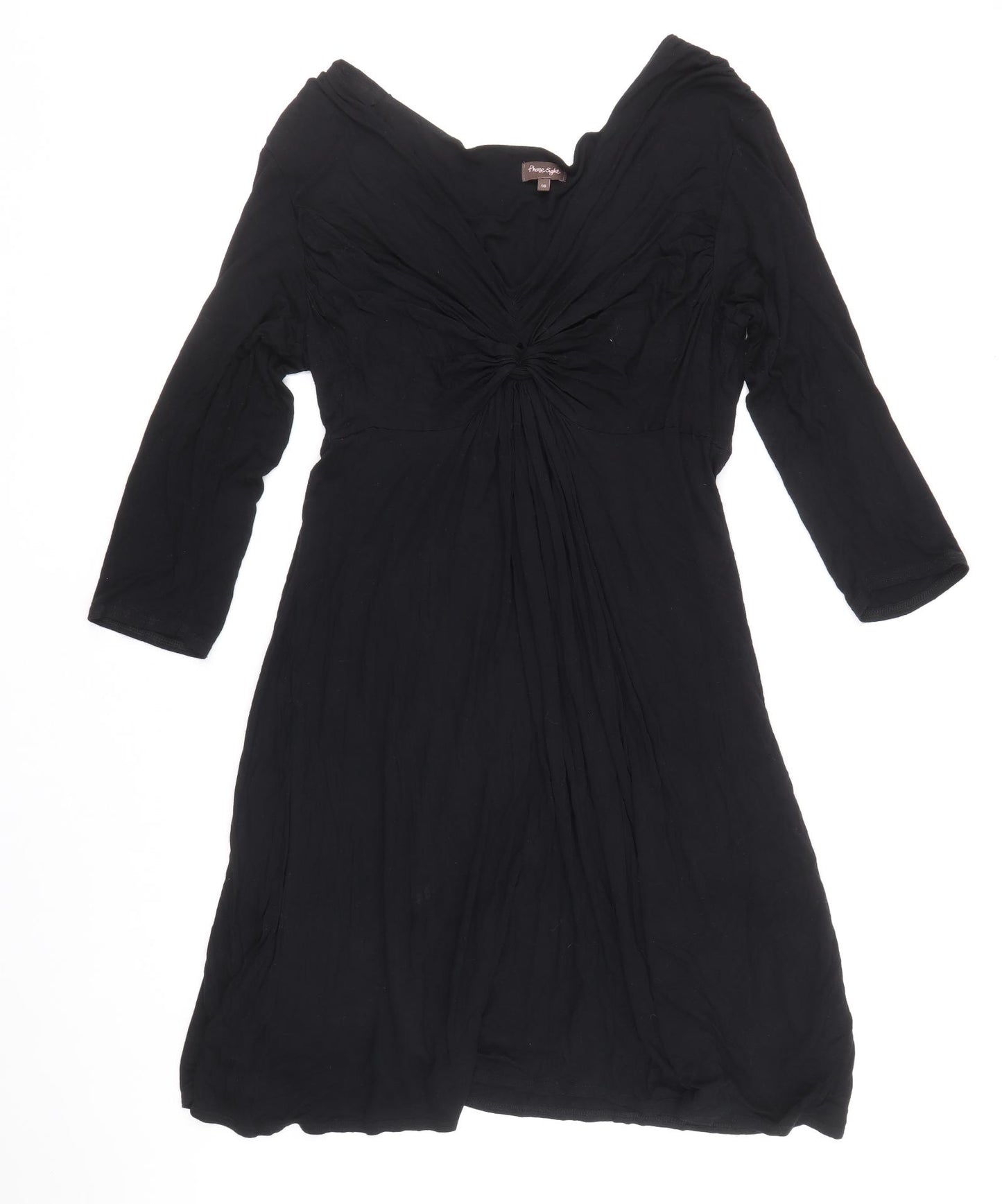 Phase Eight Womens Black Viscose Fit & Flare Size 16 V-Neck Pullover