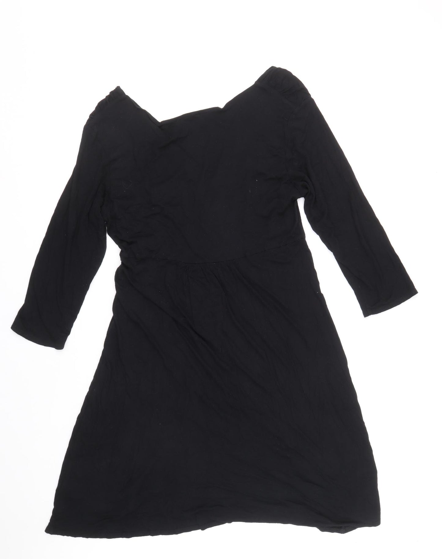 Phase Eight Womens Black Viscose Fit & Flare Size 16 V-Neck Pullover