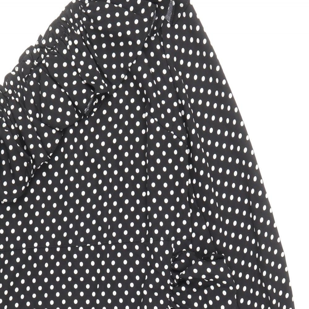 Nasty Gal Womens Black Polka Dot Polyester Mini Size 12 One Shoulder Zip