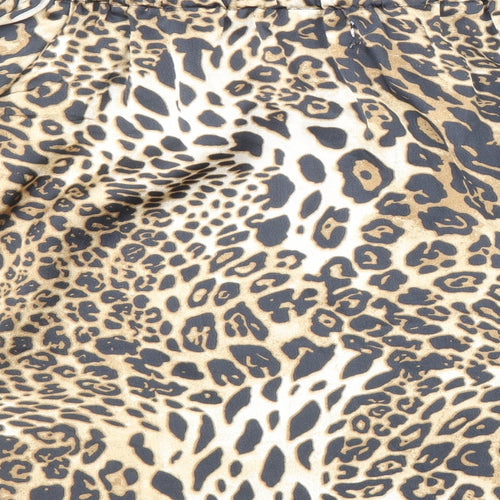 JCL Womens Multicoloured Animal Print Polyester Basic Blouse Size L Off the Shoulder - Leopard Print
