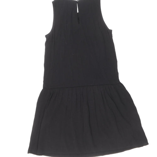 Mango Womens Black Polyester Tank Dress Size 6 Boat Neck Button - Embellished Neckline