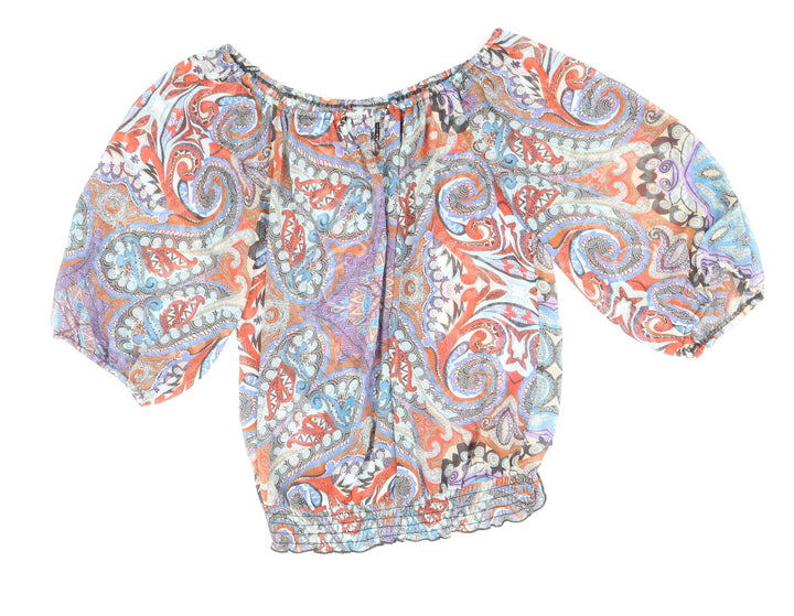 Wallis Womens Multicoloured Geometric Polyester Basic Blouse Size M Boat Neck