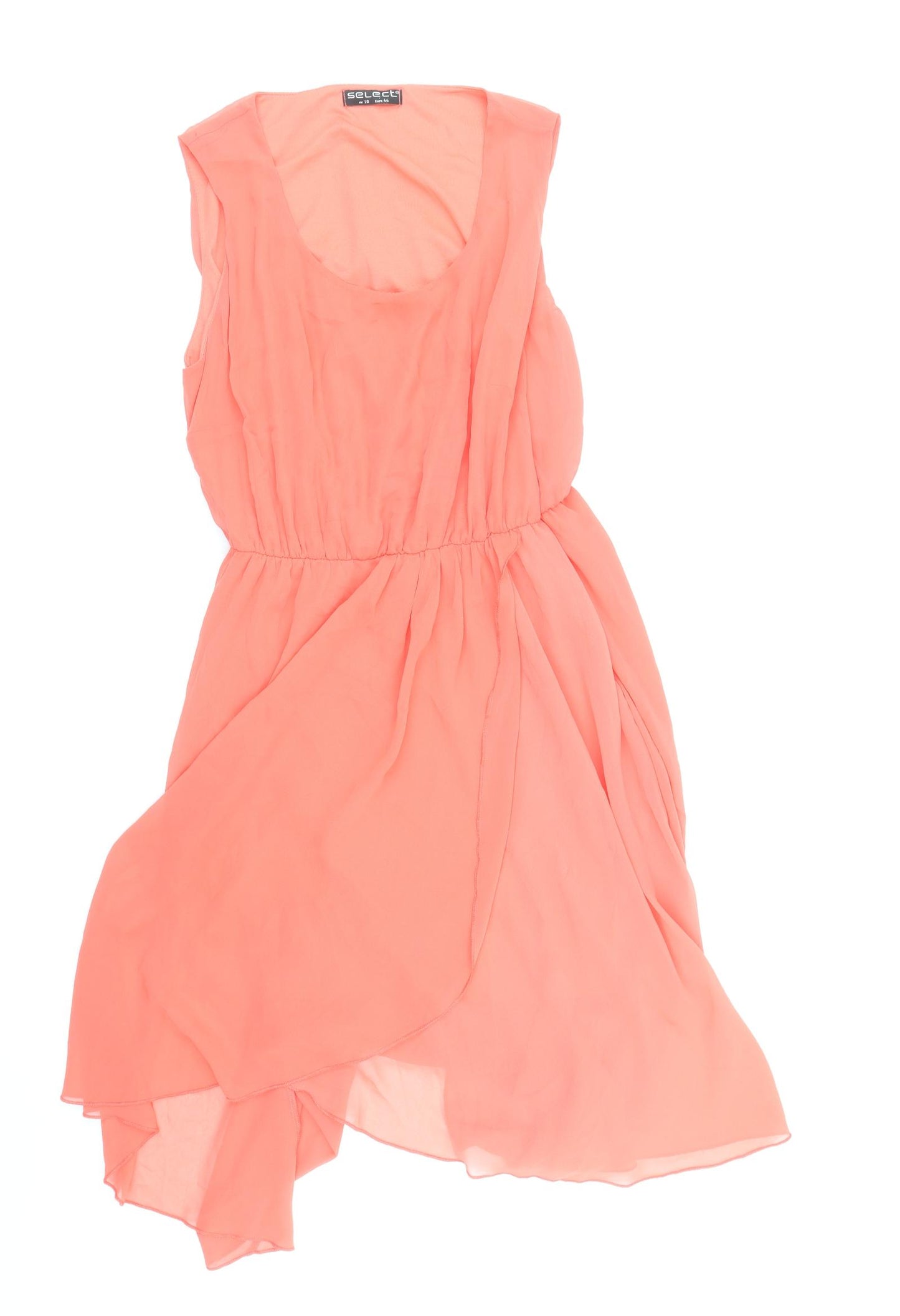 Select Womens Orange Polyester Fit & Flare Size 16 Scoop Neck Zip