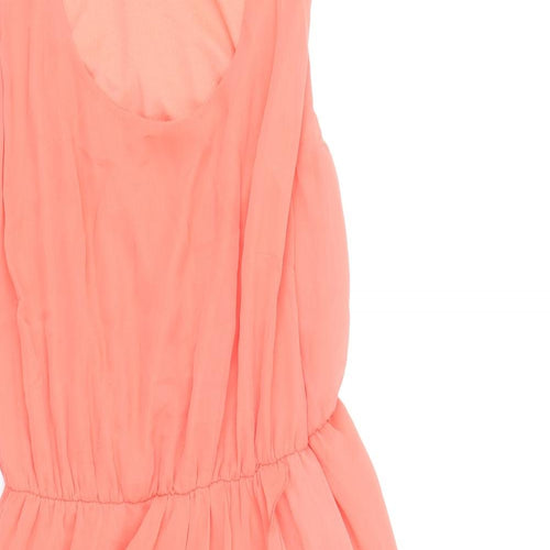 Select Womens Orange Polyester Fit & Flare Size 16 Scoop Neck Zip