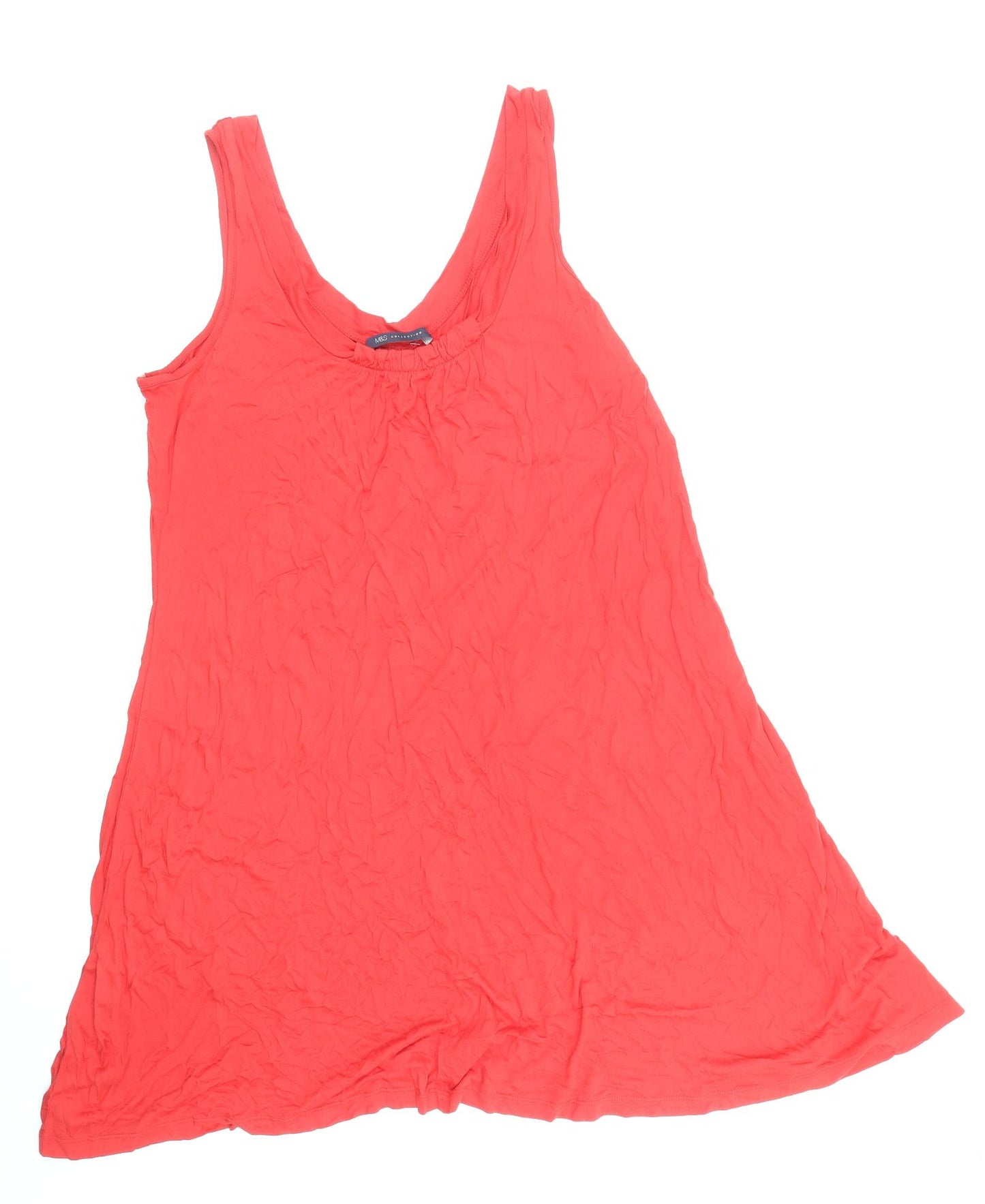 Marks and Spencer Womens Red Viscose Tank Dress Size 18 Scoop Neck Pullover