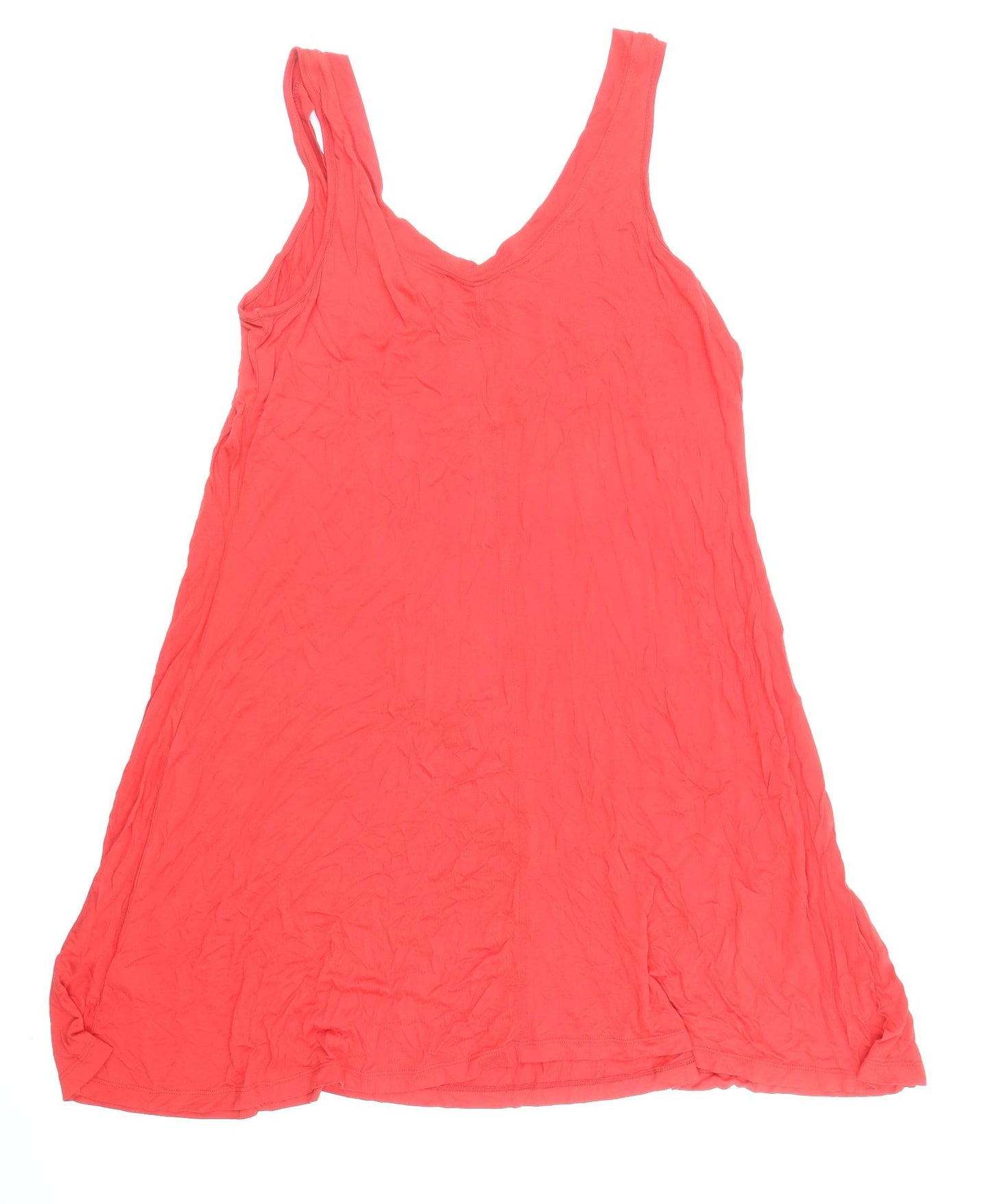Marks and Spencer Womens Red Viscose Tank Dress Size 18 Scoop Neck Pullover