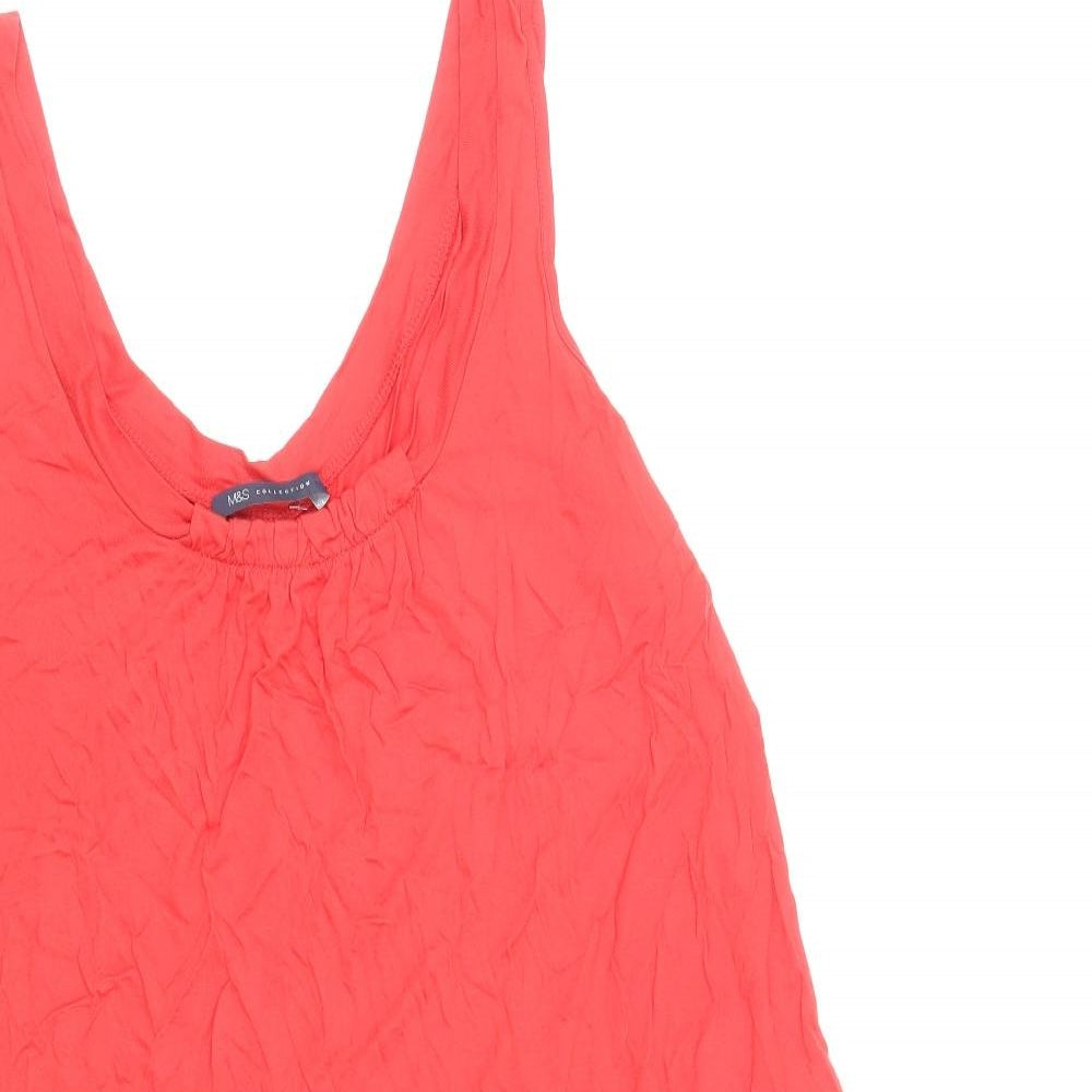 Marks and Spencer Womens Red Viscose Tank Dress Size 18 Scoop Neck Pullover