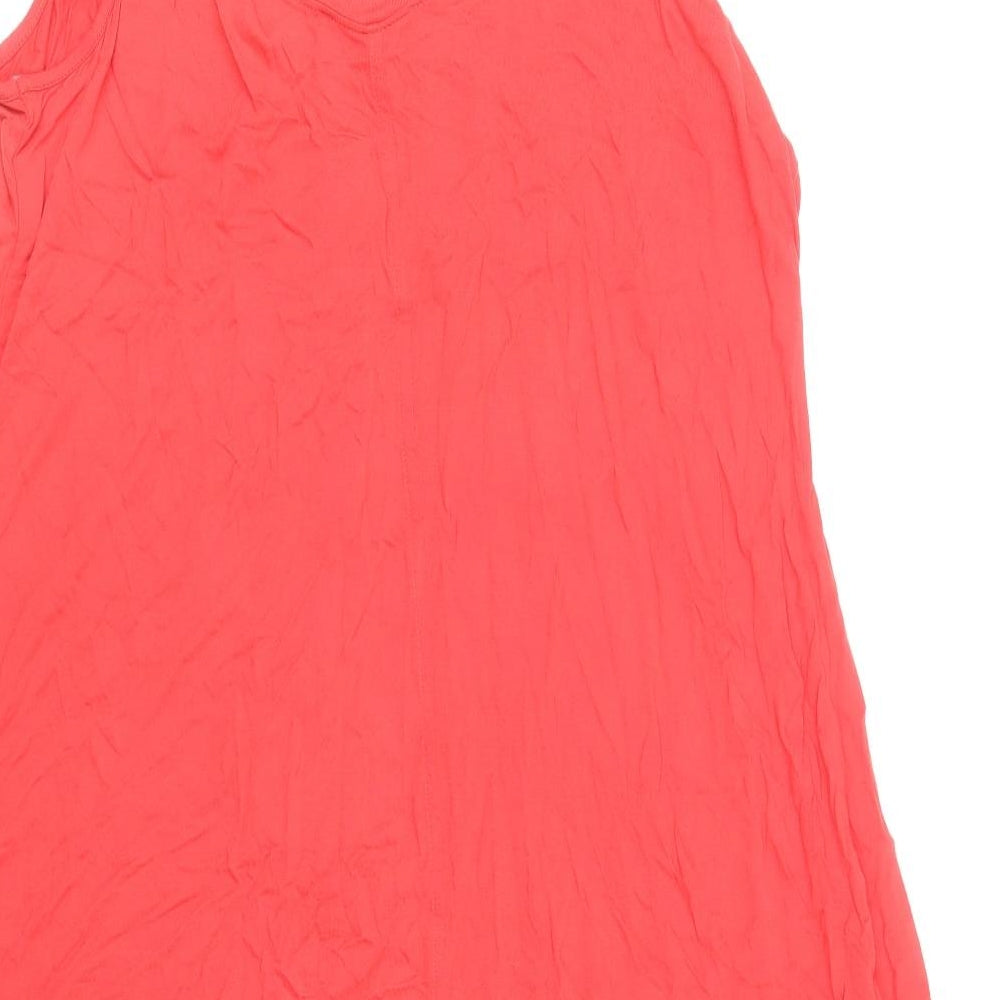 Marks and Spencer Womens Red Viscose Tank Dress Size 18 Scoop Neck Pullover