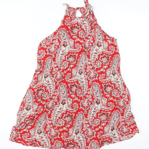 American Eagle Outfitters Womens Red Paisley Viscose Tunic Tank Size S Round Neck