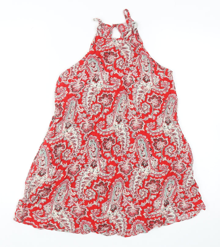 American Eagle Outfitters Womens Red Paisley Viscose Tunic Tank Size S Round Neck
