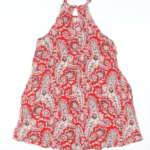 American Eagle Outfitters Womens Red Paisley Viscose Tunic Tank Size S Round Neck