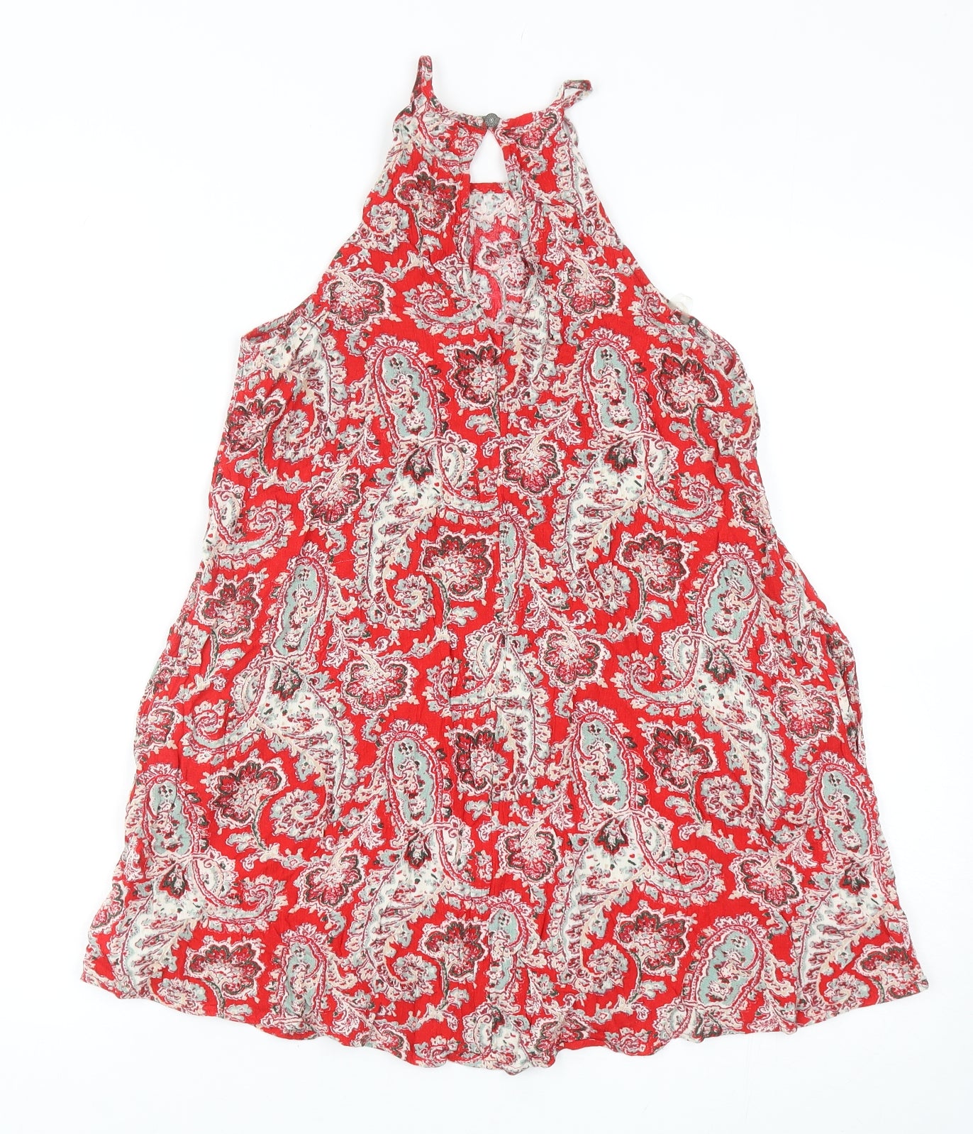 American Eagle Outfitters Womens Red Paisley Viscose Tunic Tank Size S Round Neck