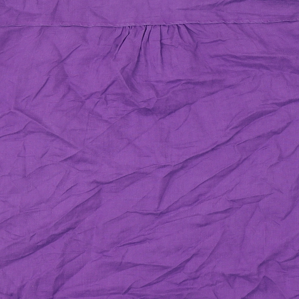 Marks and Spencer Womens Purple Linen Basic Blouse Size 24 V-Neck
