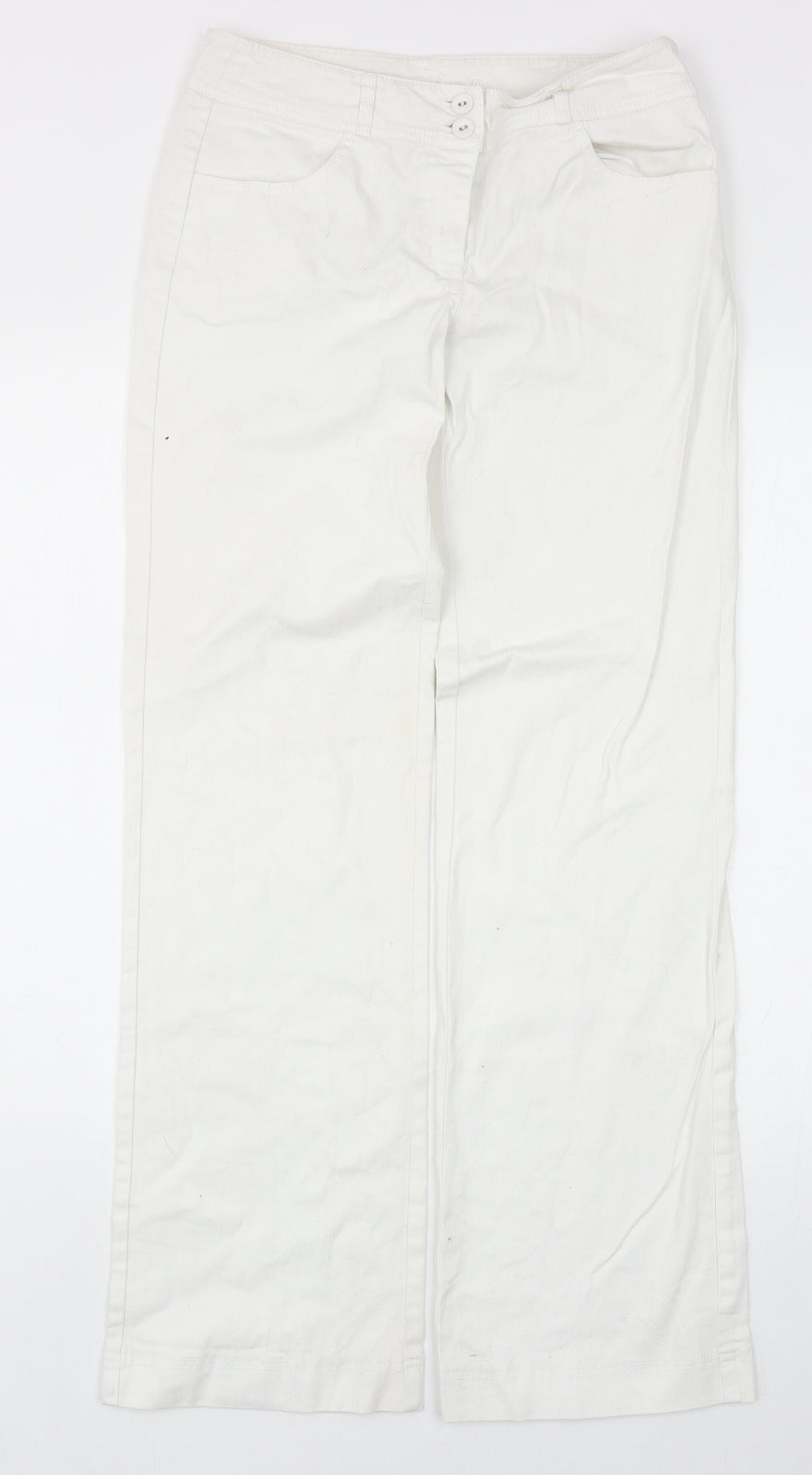Monsoon Womens White Cotton Straight Jeans Size 8 Regular Zip