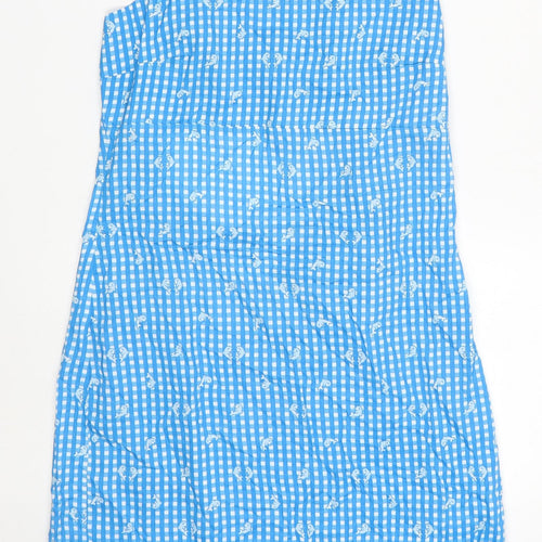 Daisy Street Womens Blue Check Viscose Mini Size 10 Round Neck Tie