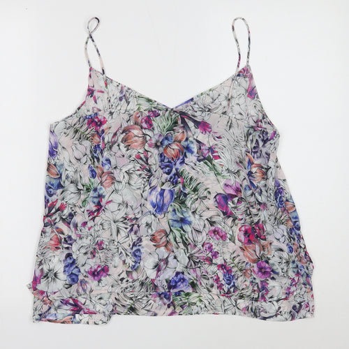 H&M Womens Multicoloured Floral Polyester Camisole Tank Size 12 V-Neck