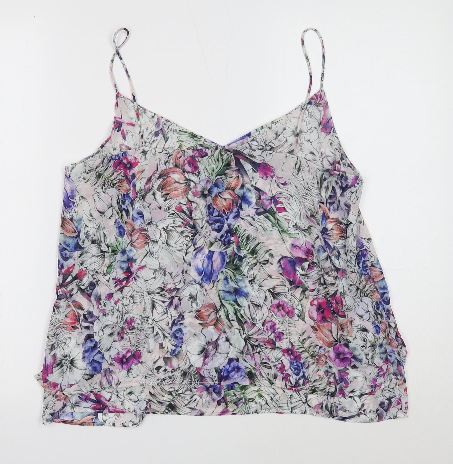H&M Womens Multicoloured Floral Polyester Camisole Tank Size 12 V-Neck