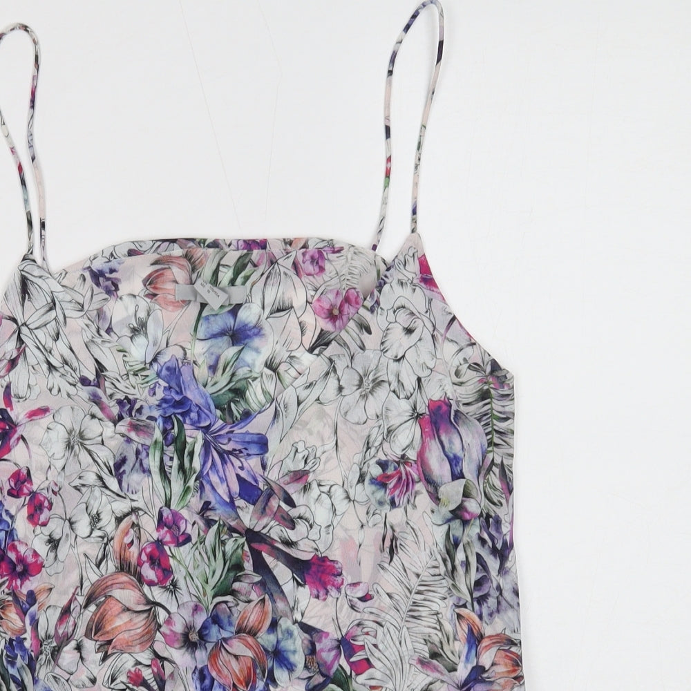 H&M Womens Multicoloured Floral Polyester Camisole Tank Size 12 V-Neck