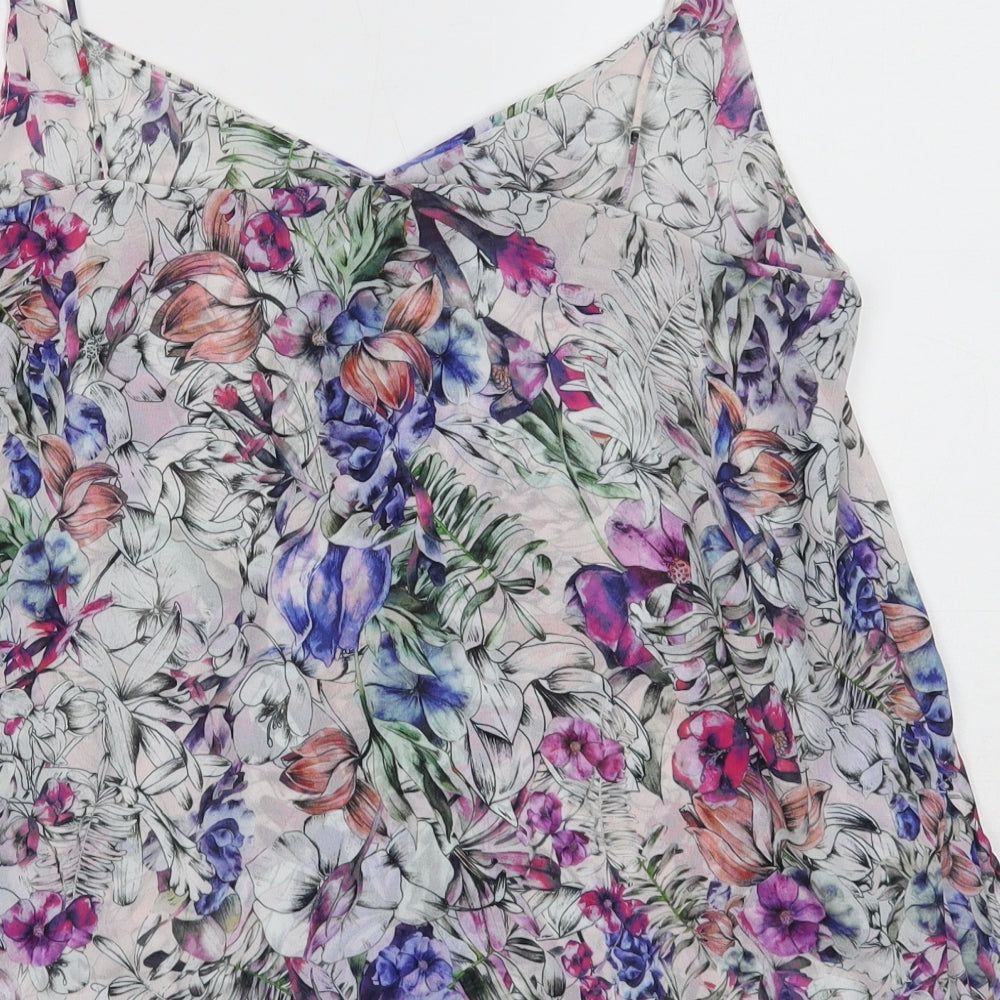 H&M Womens Multicoloured Floral Polyester Camisole Tank Size 12 V-Neck