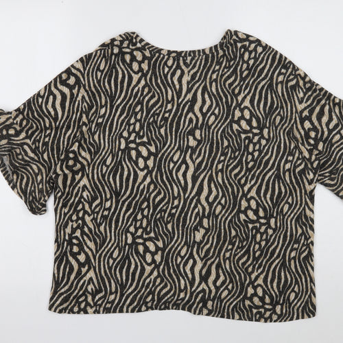 George Womens Multicoloured Geometric Viscose Basic T-Shirt Size L Round Neck