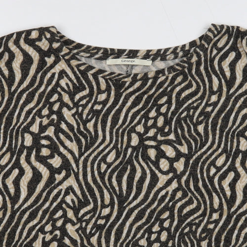 George Womens Multicoloured Geometric Viscose Basic T-Shirt Size L Round Neck