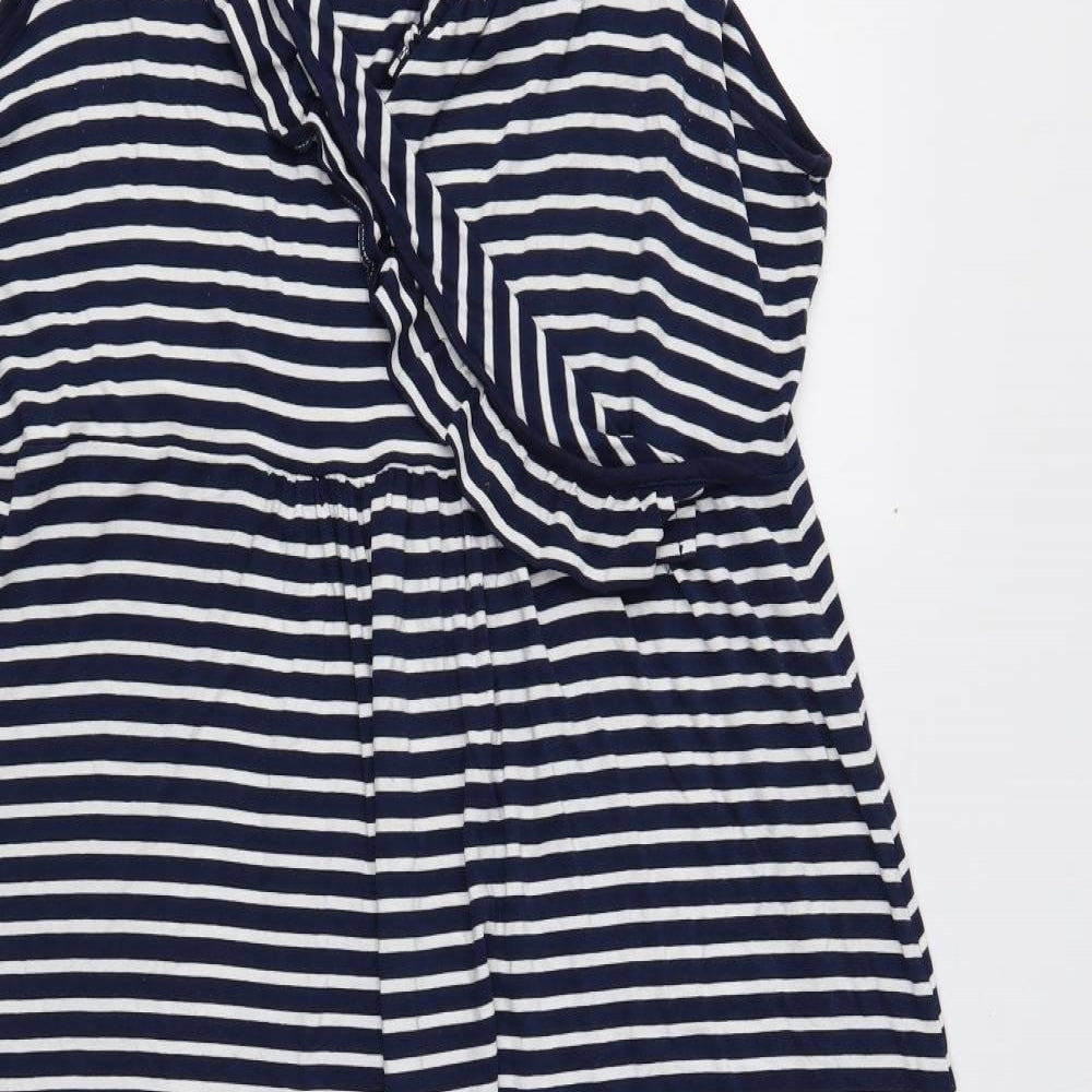 TU Womens Black Striped Polyester A-Line Size 20 V-Neck Pullover