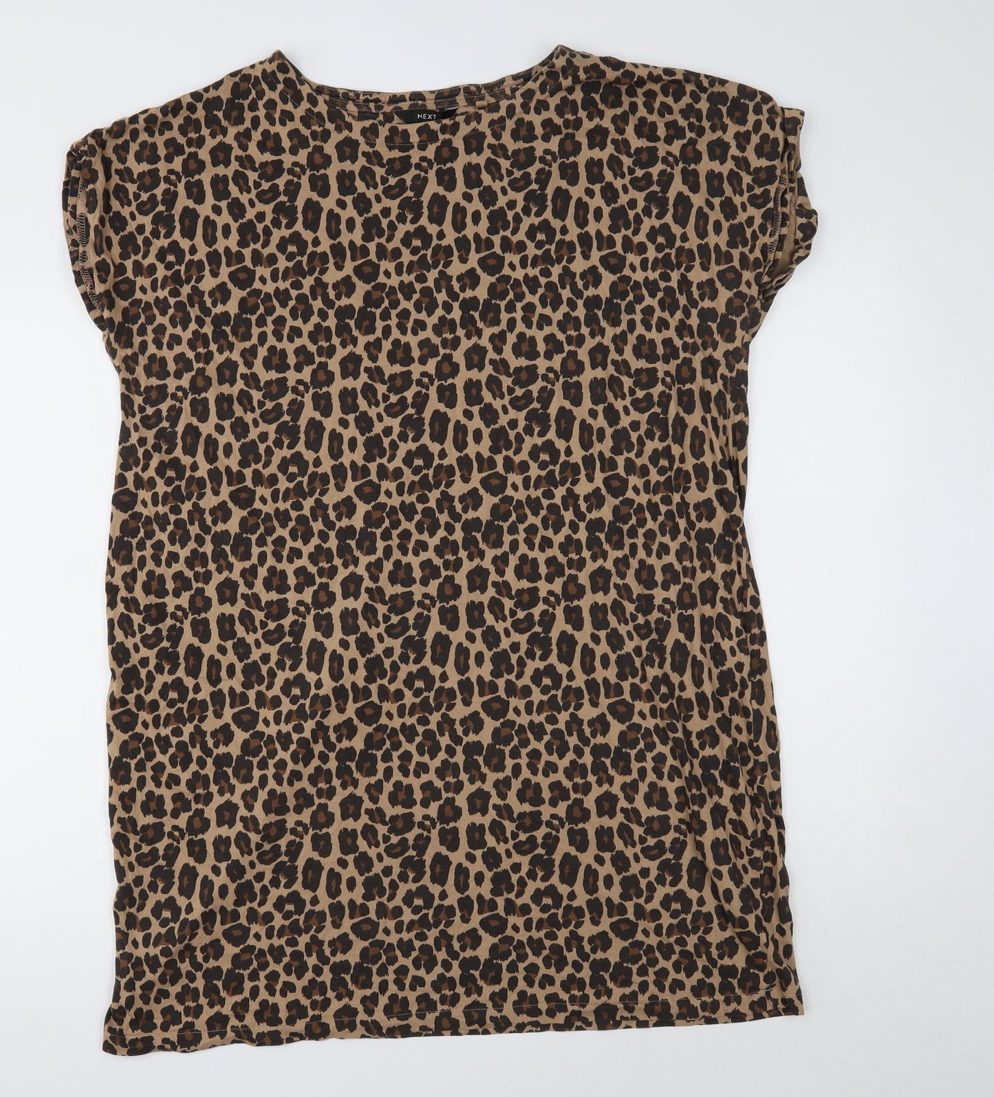NEXT Womens Multicoloured Animal Print Cotton T-Shirt Dress Size 18 Boat Neck Pullover