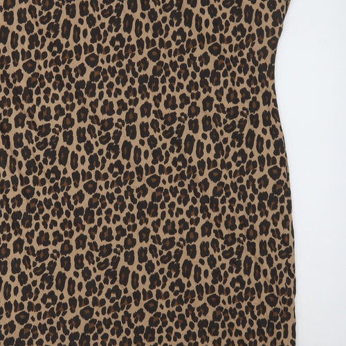 NEXT Womens Multicoloured Animal Print Cotton T-Shirt Dress Size 18 Boat Neck Pullover