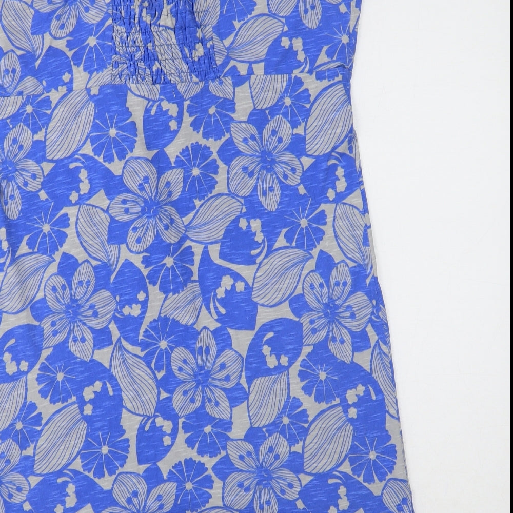 NEXT Womens Blue Floral Cotton Mini Size 20 V-Neck Pullover